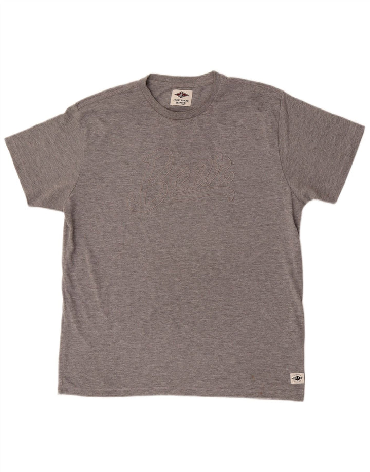 Camiseta masculina Bear com estampa gráfica XL poliéster manchado cinza