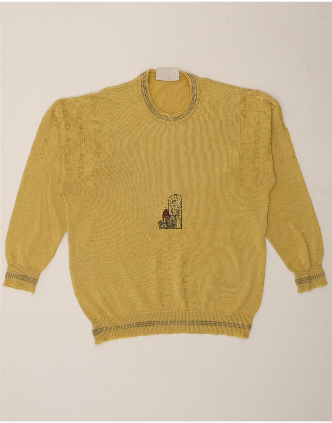 VINTAGE Womens Crew Neck Jumper Sweater IT 50 XL Yellow Cotton Vintage Vintage and Second-Hand Vintage from Messina Hembry 