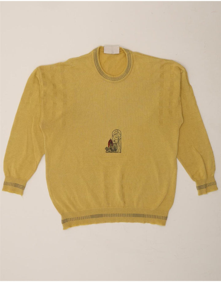 VINTAGE Womens Crew Neck Jumper Sweater IT 50 XL Yellow Cotton Vintage Vintage and Second-Hand Vintage from Messina Hembry 