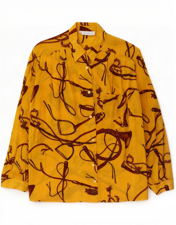 Blusa feminina vintage com estampa abstrata IT 46 grande amarela