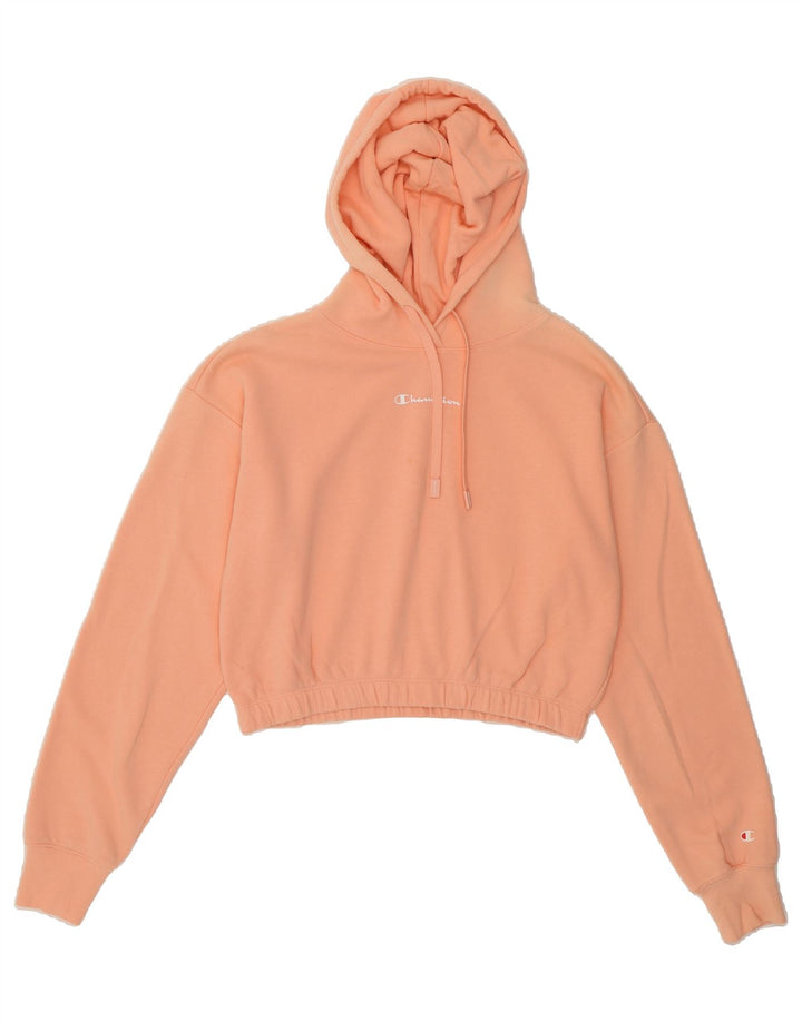 CHAMPION Womens Crop Hoodie Jumper UK 16 Large Orange Vintage Champion and Second-Hand Champion from Messina Hembry 