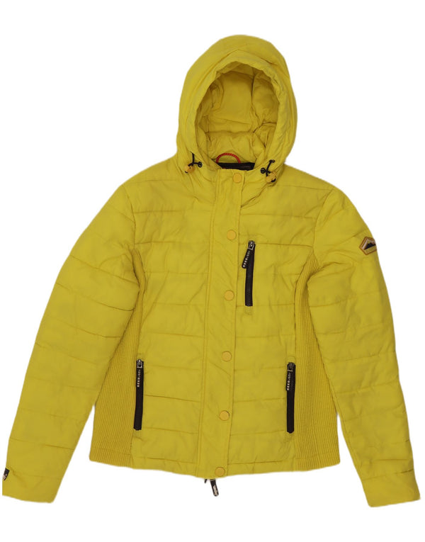 Jaqueta acolchoada com capuz feminina Superdry UK 18 XL amarelo nylon