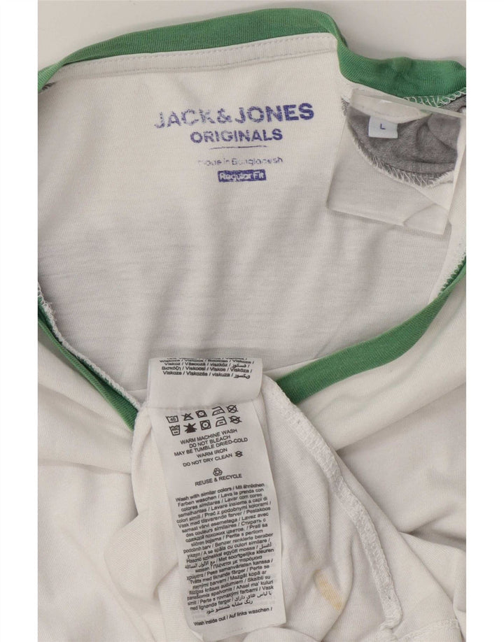 Jack & Jones Mens Regular Fit Top Manga Longa Grande Colorblock Branco