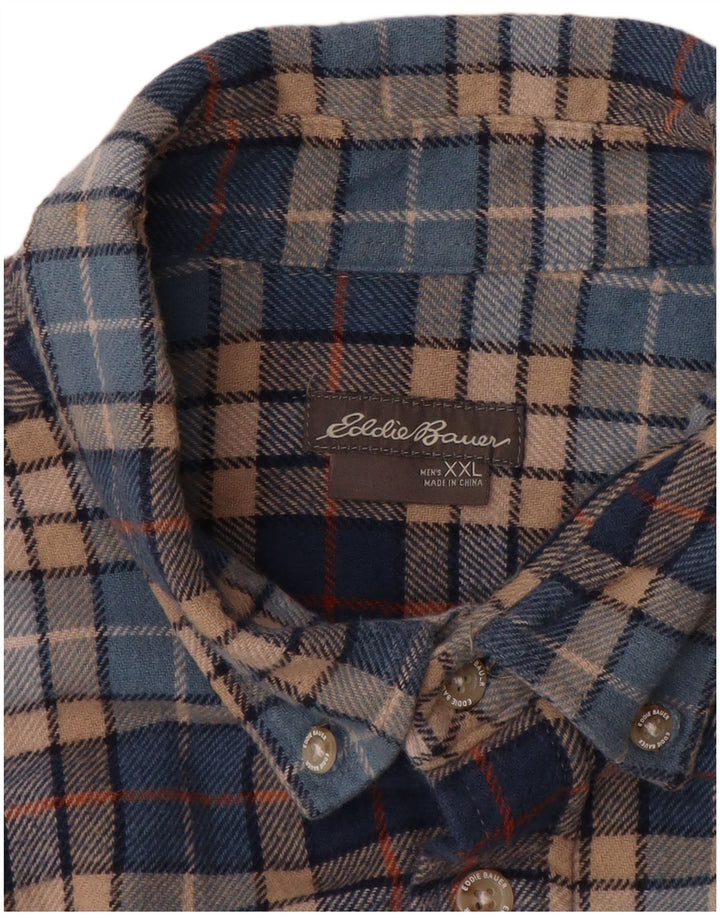 Camisa masculina de flanela EDDIE BAUER 2XL algodão xadrez azul