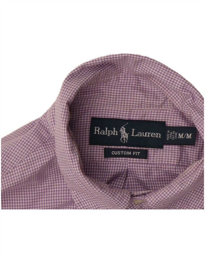 Camisa masculina Ralph Lauren com ajuste personalizado, algodão houndstooth roxo médio