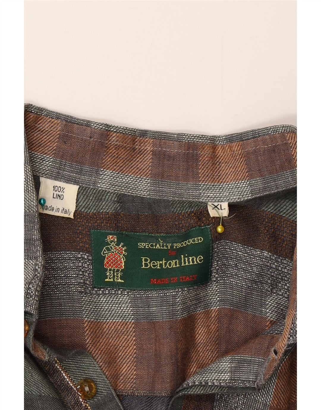 Pulôver masculino vintage de manga curta XL linho xadrez multicolorido