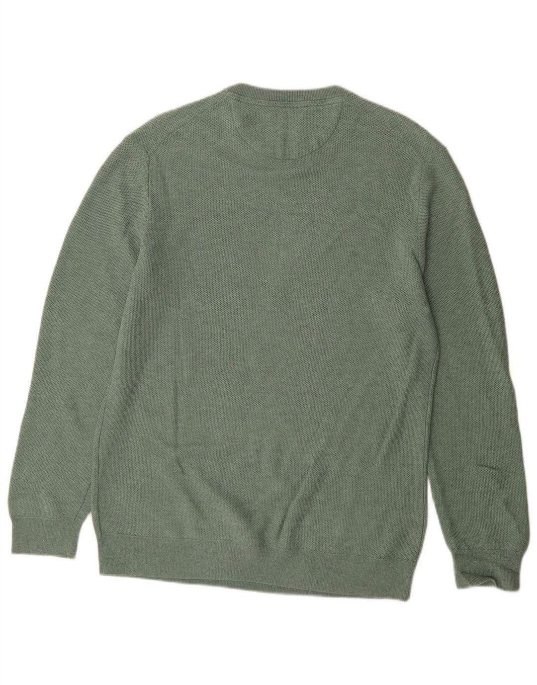 Suéter masculino branco com gola redonda e algodão verde médio
