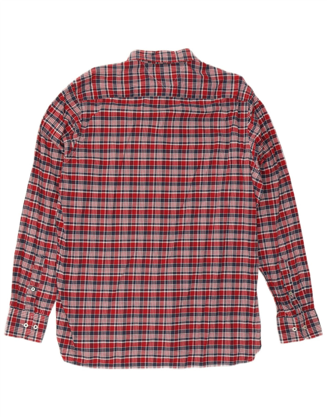 Camisa masculina Tommy Hilfiger Custom Fit grande algodão xadrez vermelho