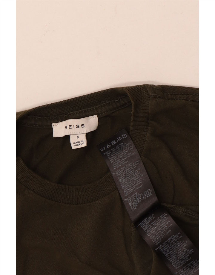 Camiseta masculina REISS Top pequeno algodão cáqui