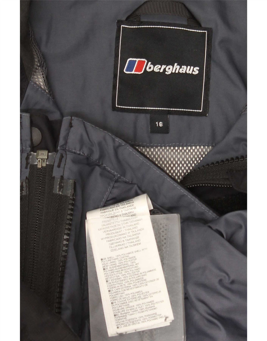 Jaqueta de chuva feminina com capuz Berghaus UK 16 grande poliamida preta