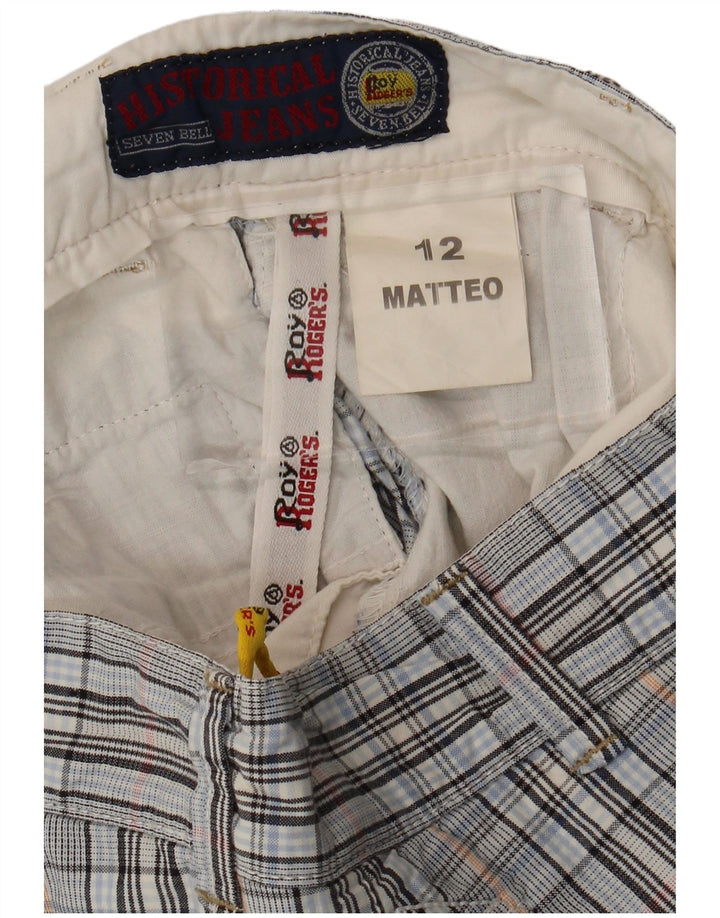 ROY ROGERS Meninos Chino Shorts 11-12 anos W26 Algodão xadrez azul