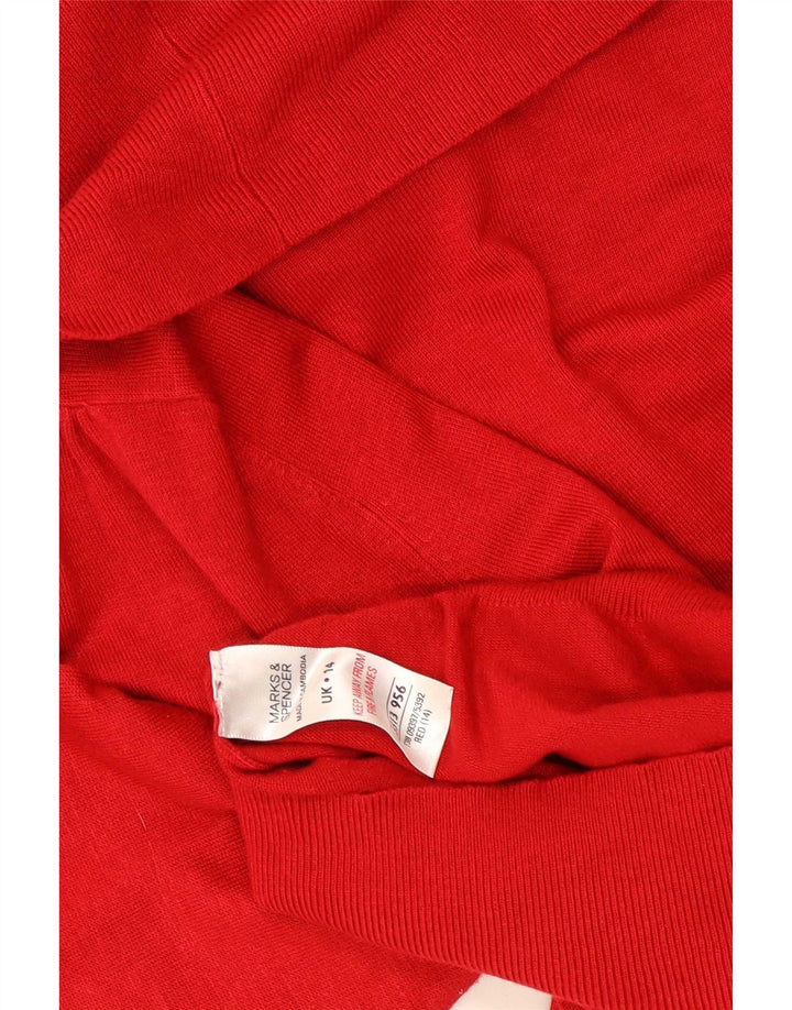 Suéter feminino Marks & Spencer com gola redonda Reino Unido 14 viscose vermelha média