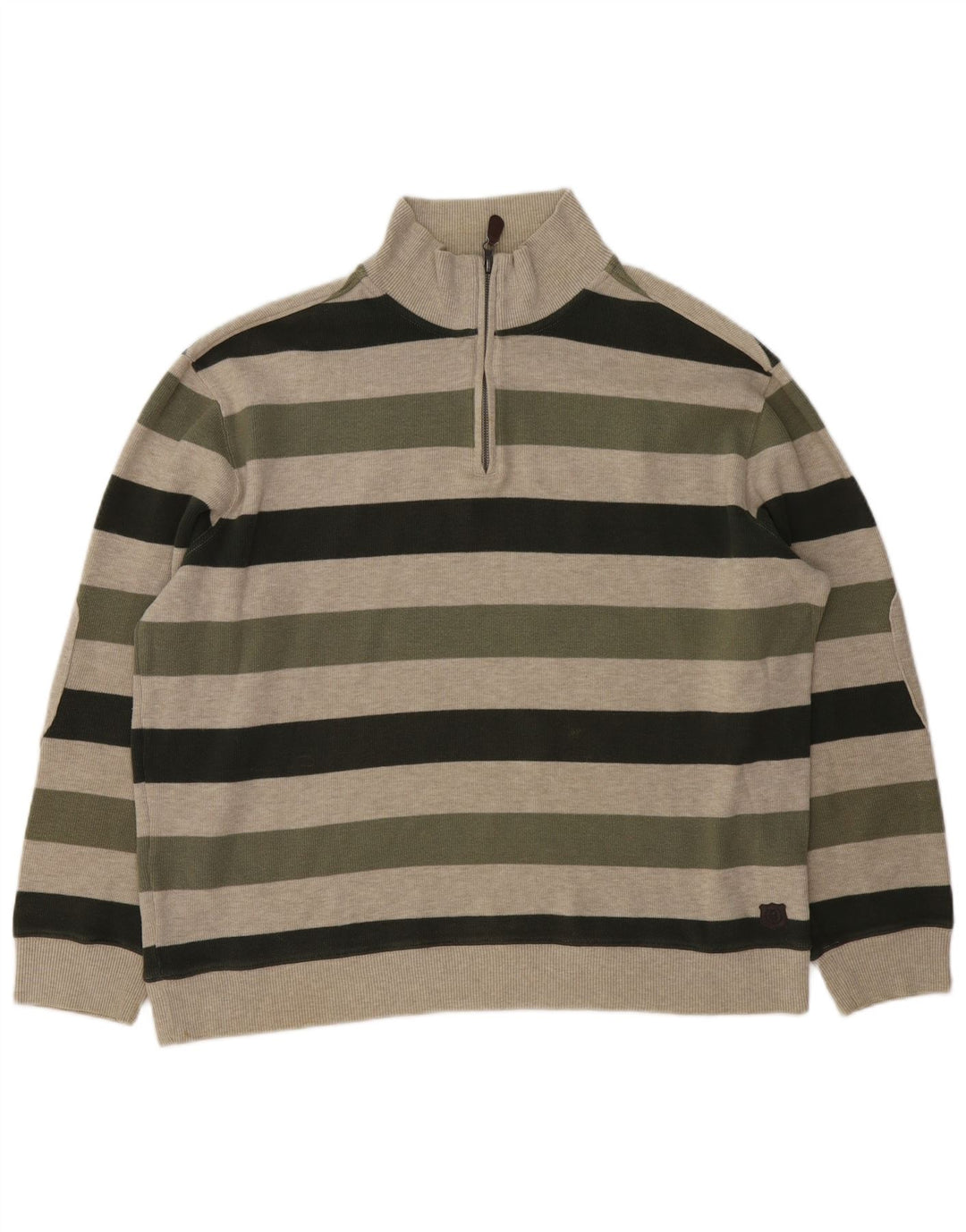 Suéter masculino Marks & Spencer Blue Harbor com zíper e gola grande cáqui