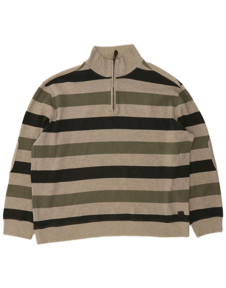 Suéter masculino Marks & Spencer Blue Harbor com zíper e gola grande cáqui