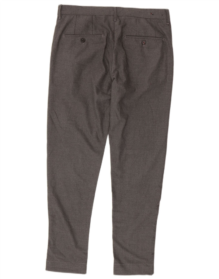Zara Mens Slim Chino Calças EU 40 Médio W31 L28 Poliéster Cinza