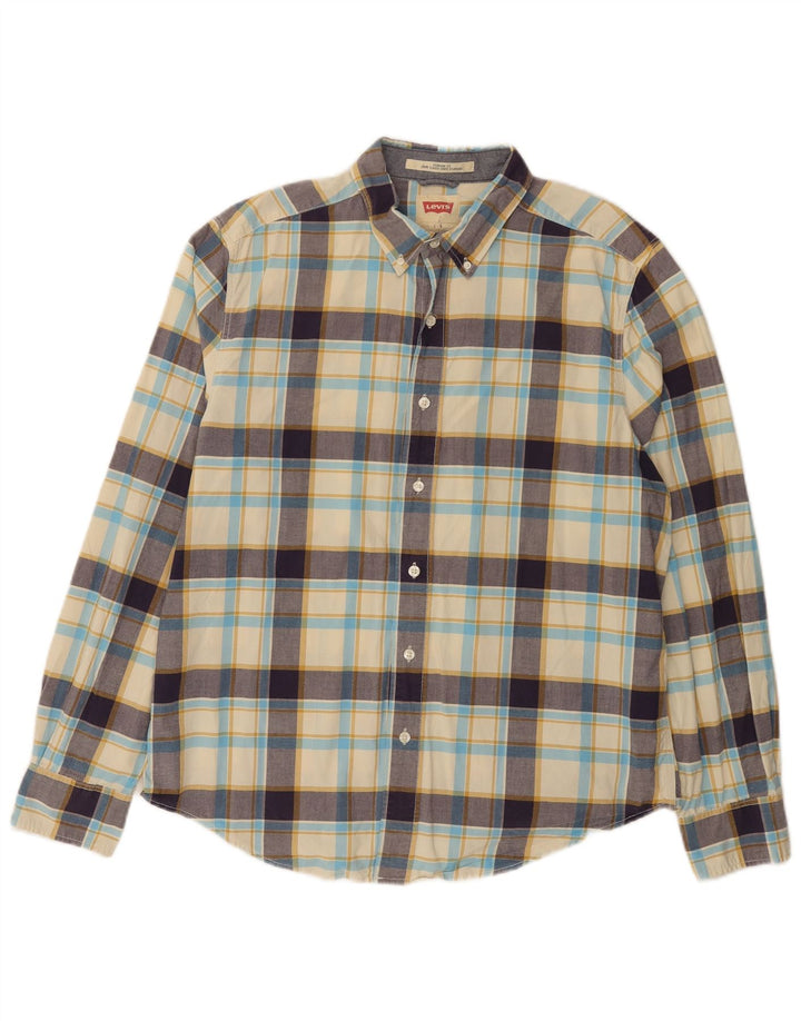 Camisa masculina Levi's Standard Fit grande algodão xadrez bege