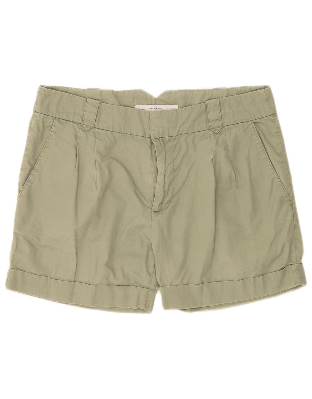 Zara Womens Pegged Chino Shorts Médio W28 Algodão Verde