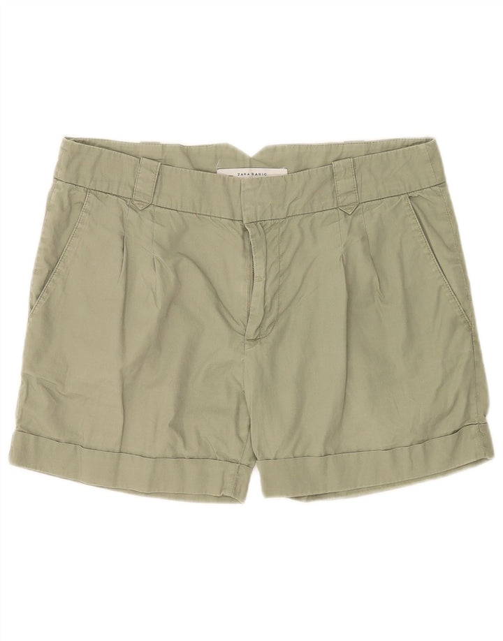 Zara Womens Pegged Chino Shorts Médio W28 Algodão Verde