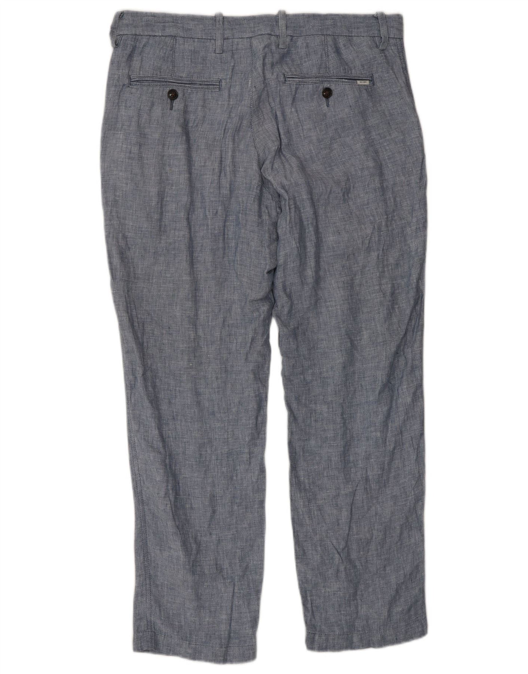 Calça masculina de terno reto sob medida Marks & Spencer W32 L29 linho azul