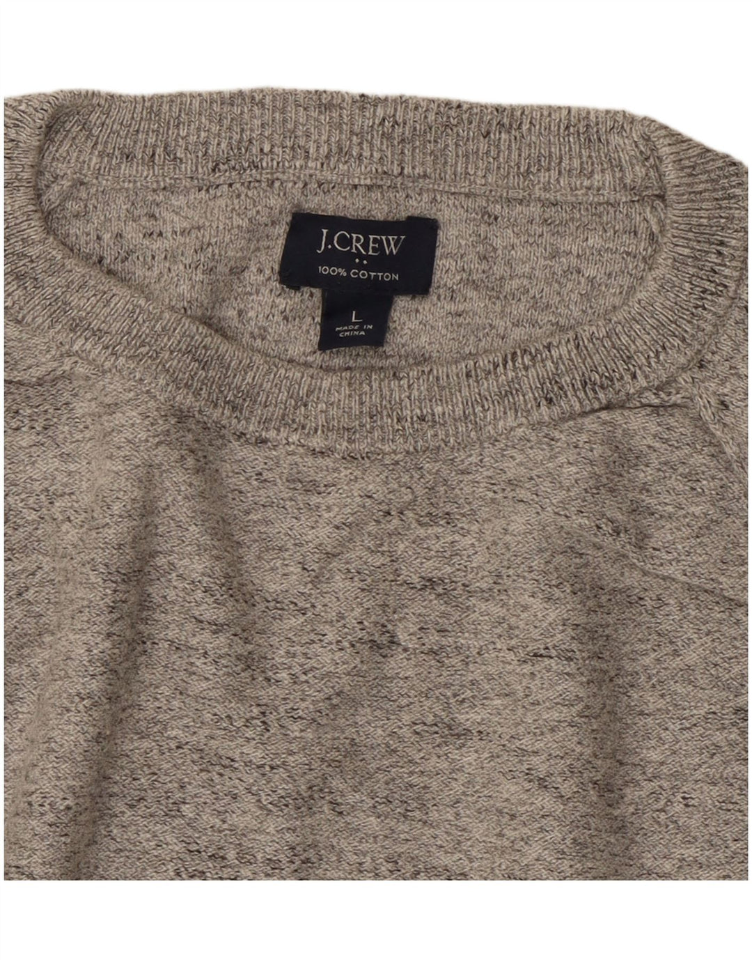 Suéter masculino J. Crew com gola redonda, algodão manchado cinza grande