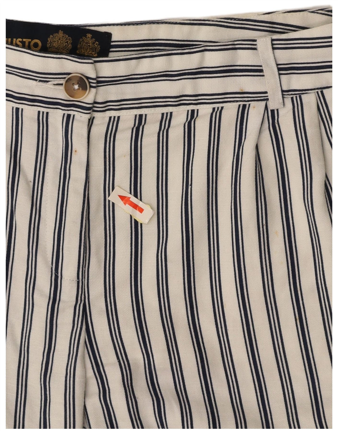Shorts Chino Feminino Pegged da Musto Reino Unido 10 Pequeno W27 Algodão Listrado Branco
