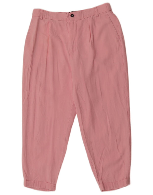 Zara Calça Capri Feminina Cintura Alta Médio W28 L22 Rosa Lyocell