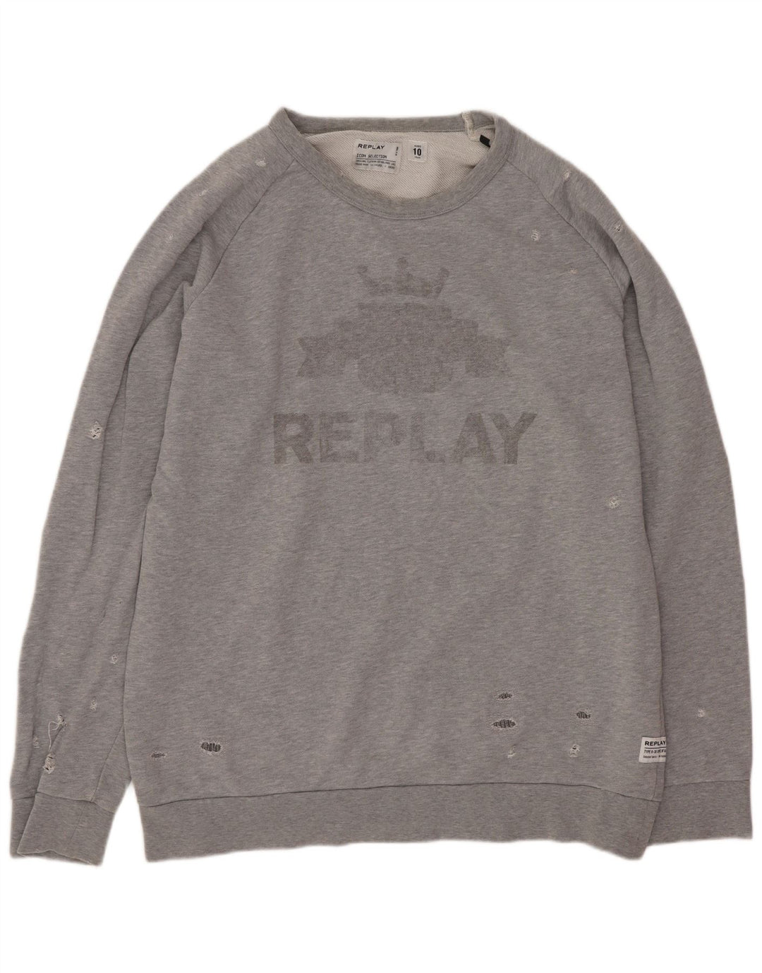 Suéter Replay Boys Oversized Graphic Distressed 9-10 Anos Cinza
