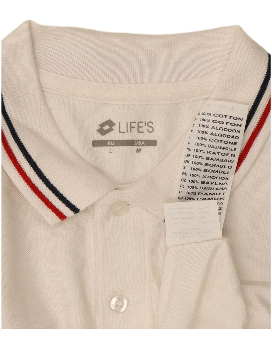 Camisa polo masculina Lotto de algodão branco médio
