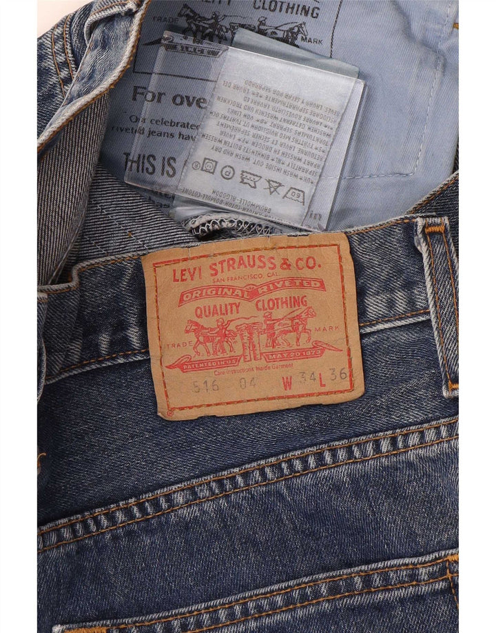 Calça Jeans Levis Feminina 516 Cintura Alta Bootcut W34 L36 Azul Algodão
