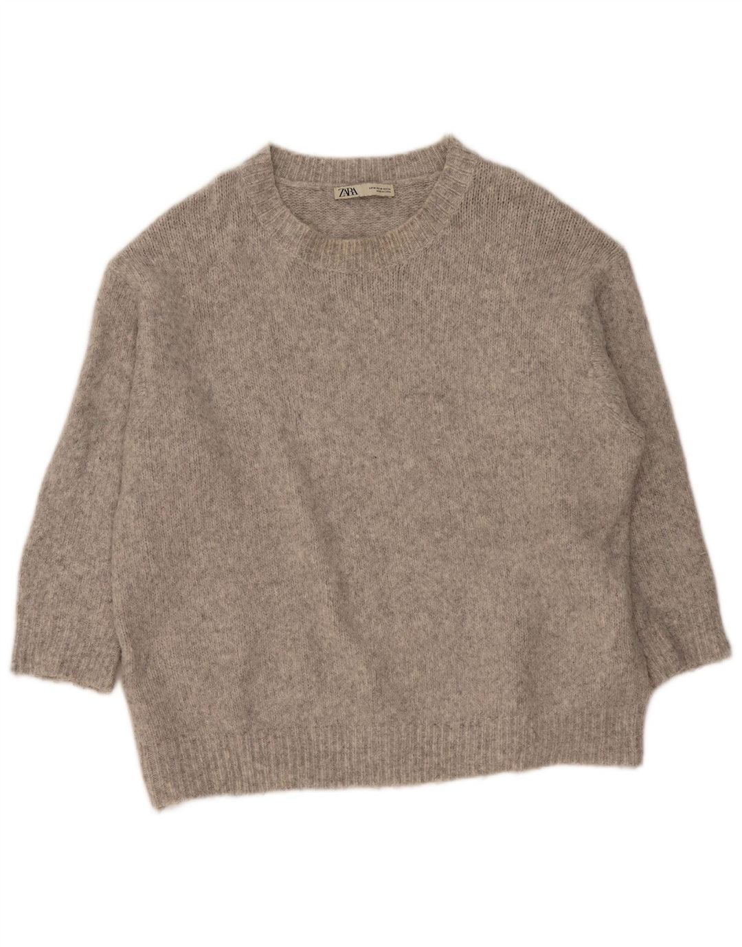 Zara Suéter feminino oversized com gola canoa Reino Unido 14 cinza médio acrílico