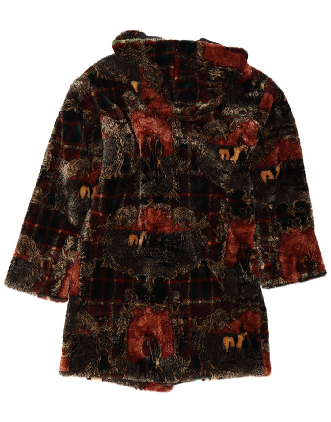 Casaco Duffle feminino com capuz Donnybrook UK 12 xadrez médio multicolorido