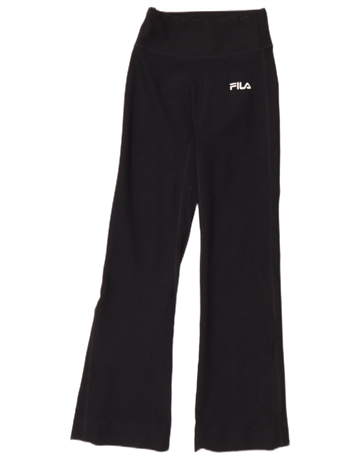 Calça de treino feminina Fila UK 10 pequena preta nylon