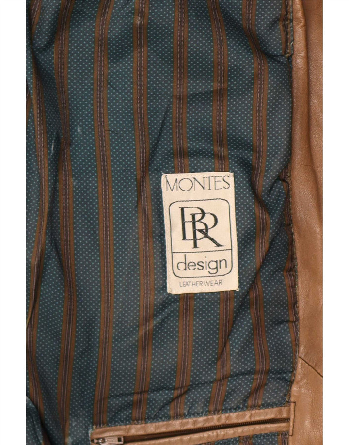 Casaco de couro grande feminino Montes UK 18 XL marrom