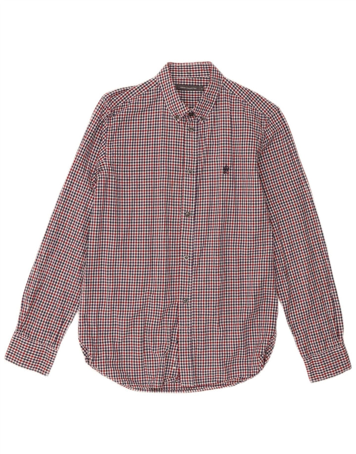 Camisa masculina French Connection pequena algodão guingão multicolorido