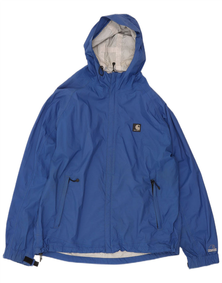 Jaqueta de chuva masculina com capuz Carhartt UK 40 grande nylon azul