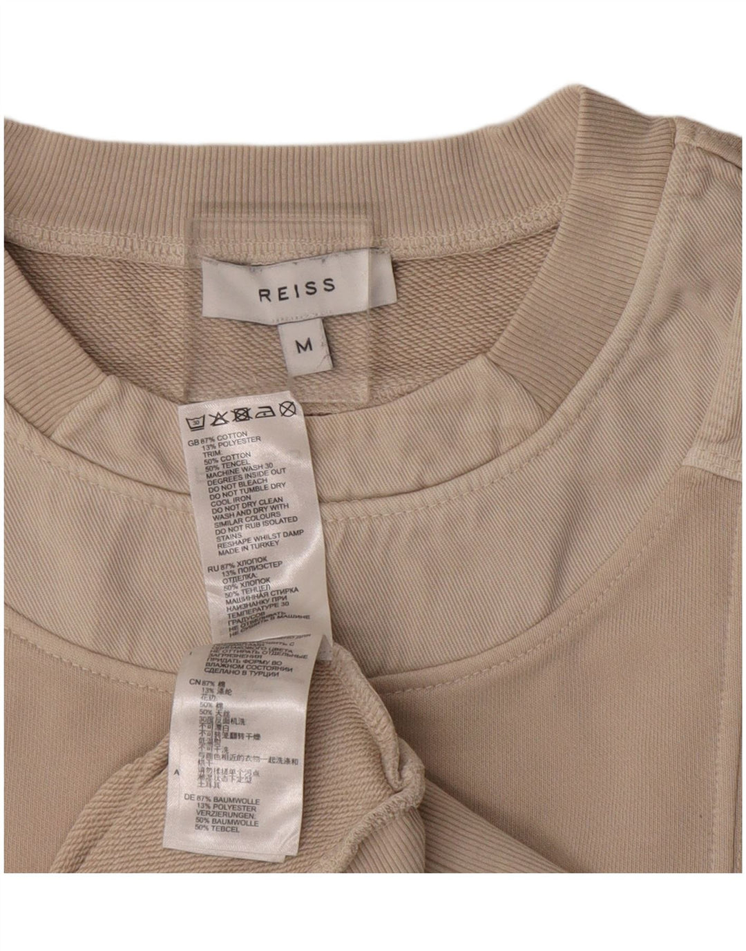 REISS moletom feminino jumper UK 14 algodão bege médio