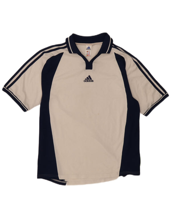 Adidas Mens Polo Shirt Grande Branco Colorblock Poliéster