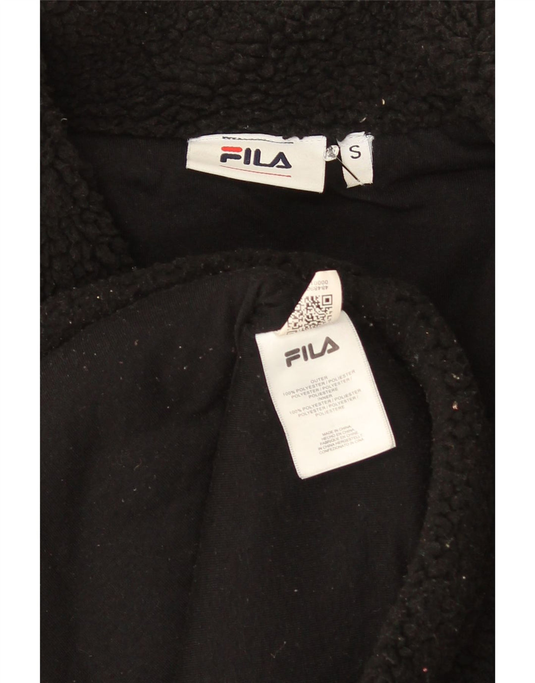 Jaqueta feminina Fila Graphic Fleece UK 10 pequena poliéster preta
