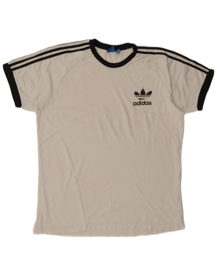 ADIDAS Mens T-Shirt Top 2XL White Cotton Vintage Adidas and Second-Hand Adidas from Messina Hembry 