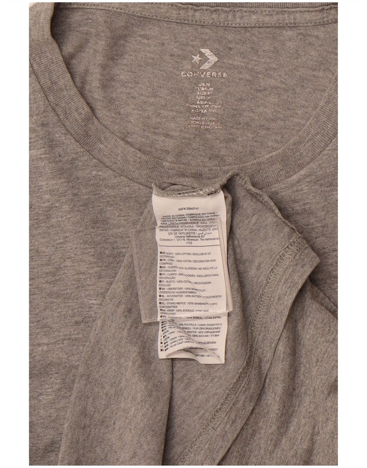 Camiseta masculina CONVERSE com estampa gráfica de algodão manchado cinza médio