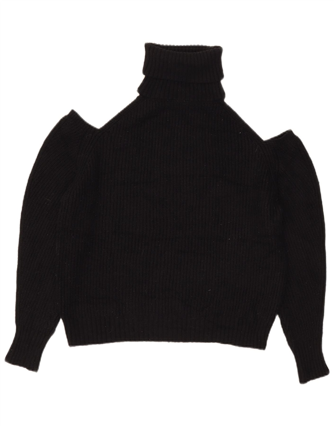 Suéter feminino Zara com ombro de fora e gola redonda Reino Unido 14 médio preto