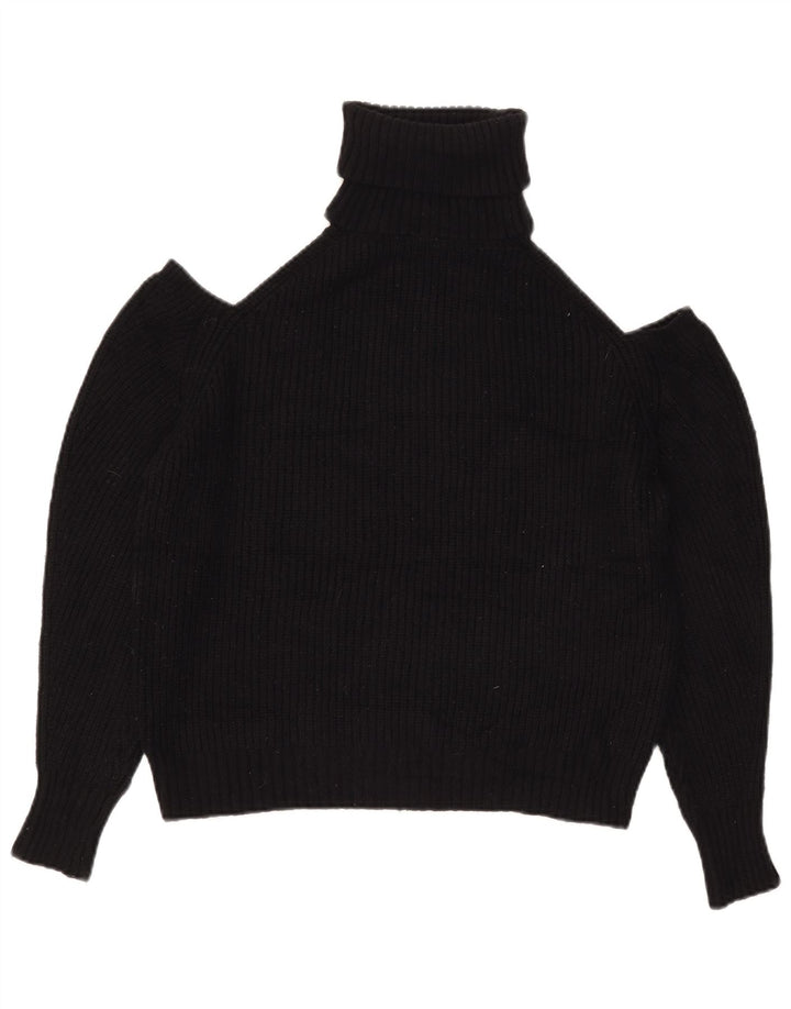 Suéter feminino Zara com ombro de fora e gola redonda Reino Unido 14 médio preto