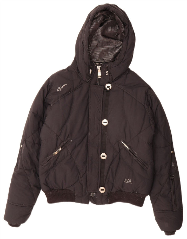 Jaqueta feminina acolchoada com capuz Helly Hansen Reino Unido 14 nylon preto médio