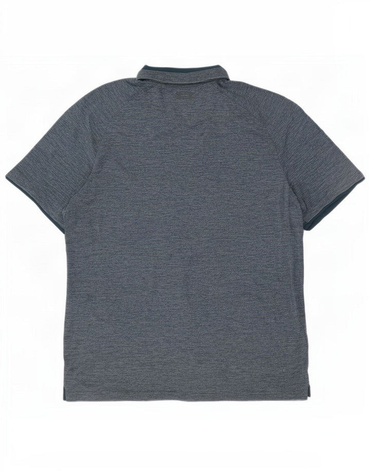 Camisa pólo masculina Under Armour Heat Gear grande poliéster manchado azul