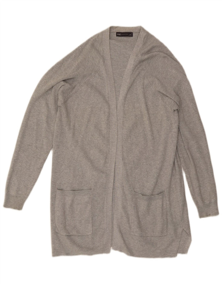 Suéter feminino Marks & Spencer Longline Open Cardigan Reino Unido 14 cinza médio