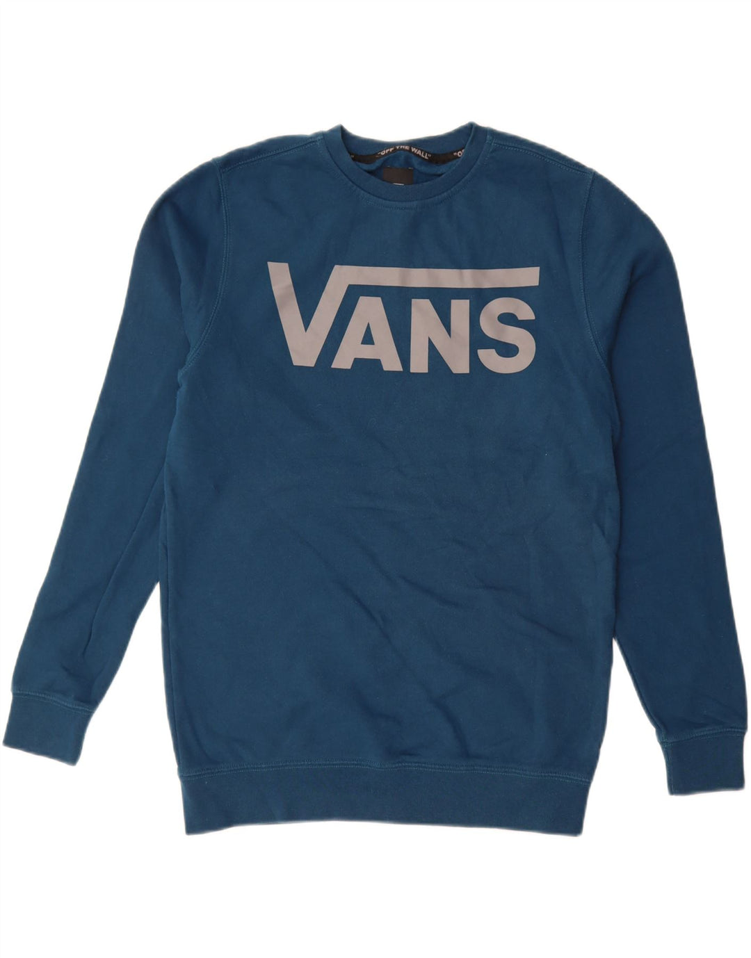 VANS Mens Graphic Moletom Jumper Pequeno Azul Algodão