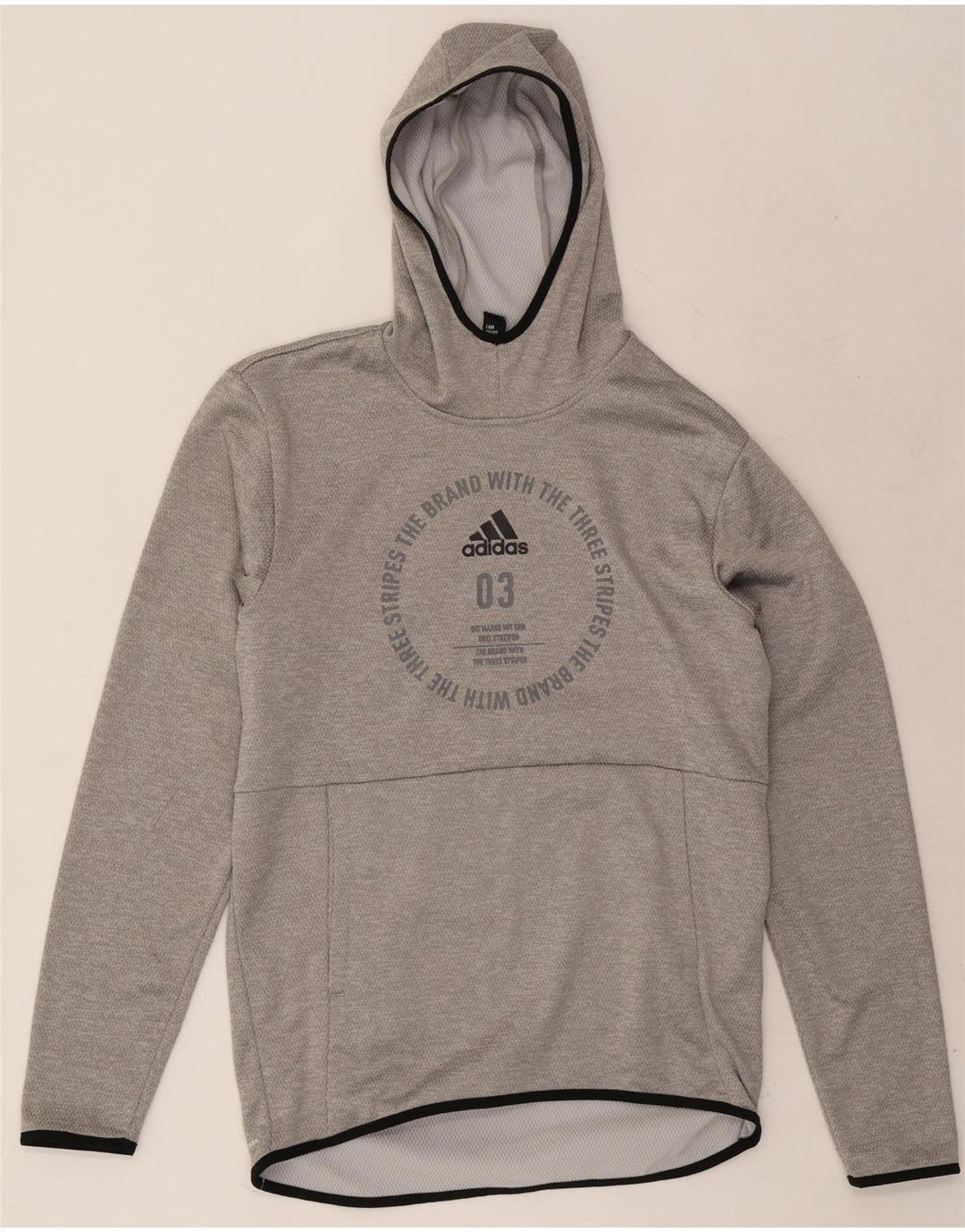 Adidas Mens Graphic Hoodie Jumper Pequeno Poliéster Cinza