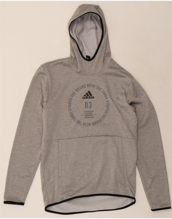 Adidas Mens Graphic Hoodie Jumper Pequeno Poliéster Cinza