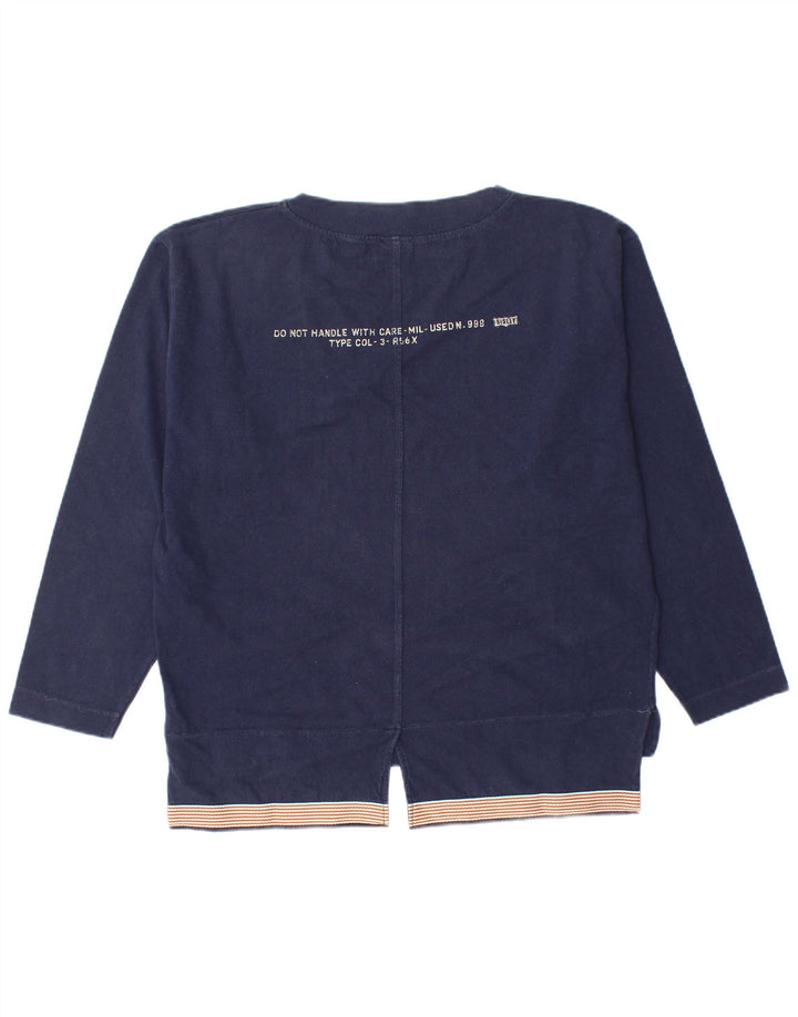 Sisley feminino gráfico oversized moletom jumper Reino Unido 14 médio azul marinho