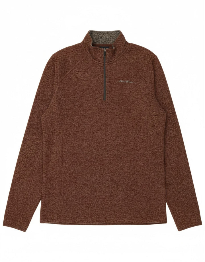 EDDIE BAUER Mens Tall Zip Neck Sweatshirt Jumper XL Brown Flecked Vintage Eddie Bauer and Second-Hand Eddie Bauer from Messina Hembry 
